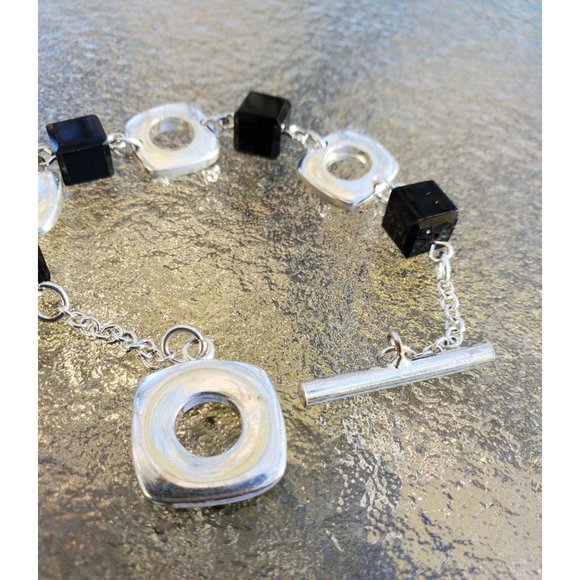 Tiffany Black Onyx Cushion Bracelet in Sterling Silver 925. 7.5 Inches Long - Picture 4 of 5